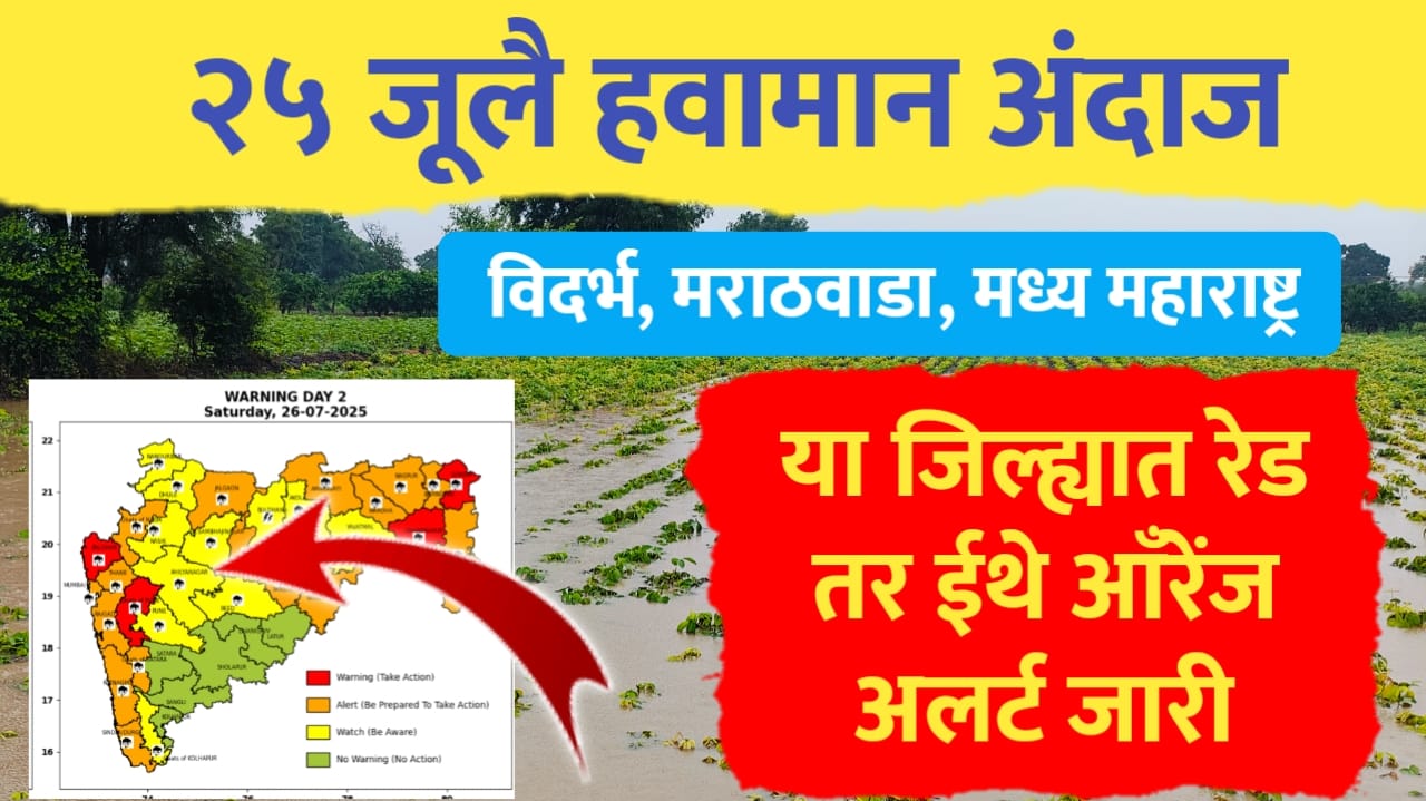 25 जूलै हवामान अंदाज